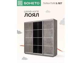 Шкаф-купе Лоял 3дв.- ДСП/Стекло черное/ДСП, LoyalDSchD_180_BT