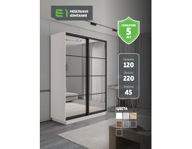 Шкаф-купе Экспресс, 2дв. 4 секции (Зеркало), Черный профиль, 120х45х220, 45E4EKD_PBL_120_B