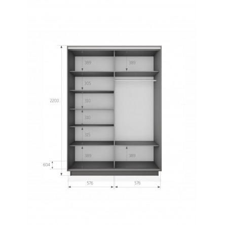 Шкаф-купе Экспресс, 2дв. 4 секции (Зеркало), Черный профиль, 120х60х220, E4EKD_PBL_120_DM