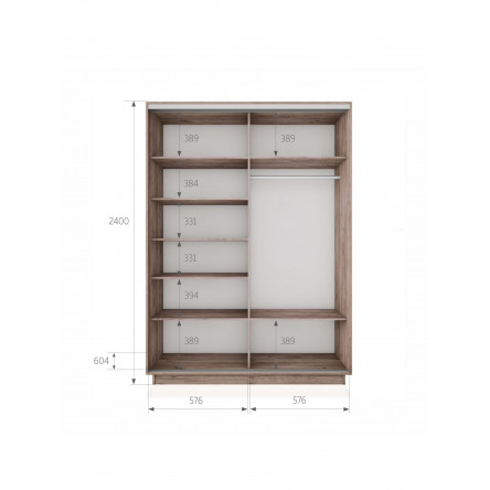 Шкаф-купе Экспресс, 2дв. 4 секции (Зеркало), Черный профиль, 120х60х240, E4EKD_PBL_120240_KT