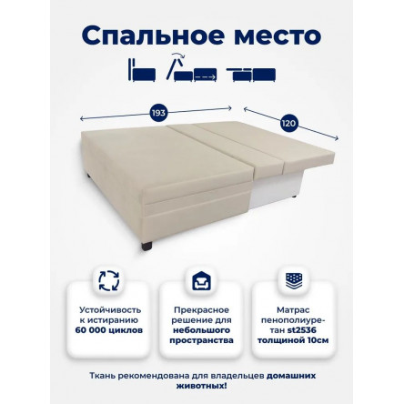 Диван раскладной, механизм Выкатной, 120х100х80 см,бежевый