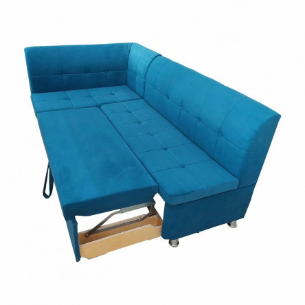 Кухонный уголок Шанхай-3 200х120см, 100х185 см бирюзовый велюр, угол левый