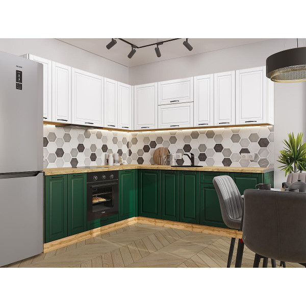 Модульная кухня Дублин-02 Special White/Special Green Дуб Вотан