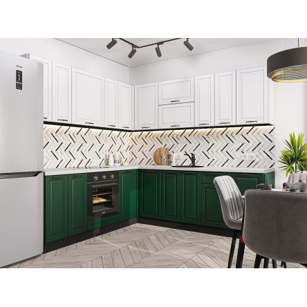 Модульная кухня Дублин-02 Special White/Special Green Graphite
