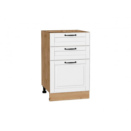 Шкаф нижний с 3-мя ящиками Дублин Special White/Дуб Вотан 816*500*478