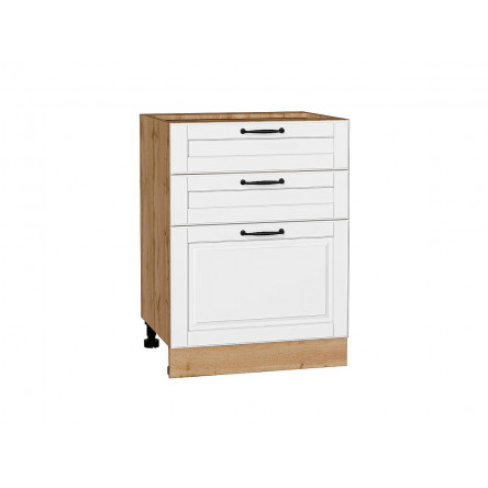 Шкаф нижний с 3-мя ящиками Дублин Special White/Дуб Вотан 816*600*478