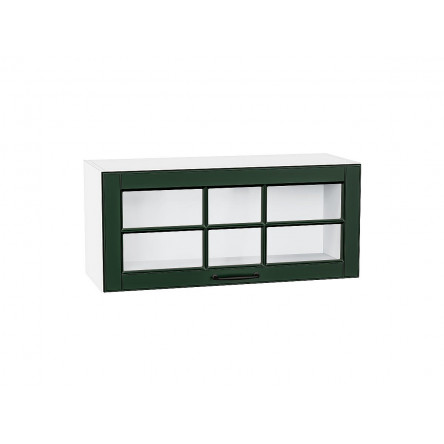 Шкаф верхний горизонтальный остекленный Дублин Special Green/Белый 358*800*318