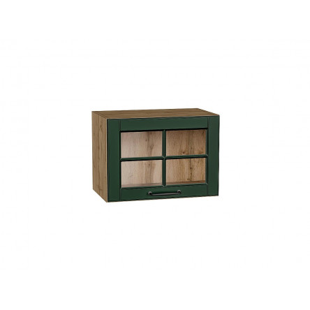 Шкаф верхний горизонтальный остекленный Дублин Special Green/Дуб Вотан 358*500*318