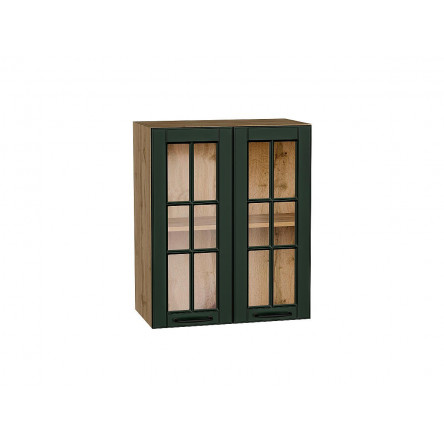 Шкаф верхний с 2-мя остекленными дверцами Дублин Special Green/Дуб Вотан 716*600*318