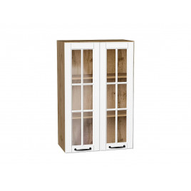 Шкаф верхний с 2-мя остекленными дверцами Дублин Special White/Дуб Вотан 920*600*318