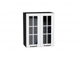 Шкаф верхний с 2-мя остекленными дверцами Дублин Special White/Graphite 716*600*318