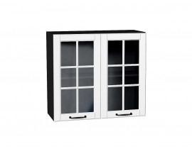 Шкаф верхний с 2-мя остекленными дверцами Дублин Special White/Graphite 716*800*318