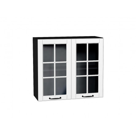 Шкаф верхний с 2-мя остекленными дверцами Дублин Special White/Graphite 716*800*318
