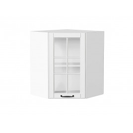 Шкаф верхний угловой остекленный Дублин Special White/Белый 716*600*600