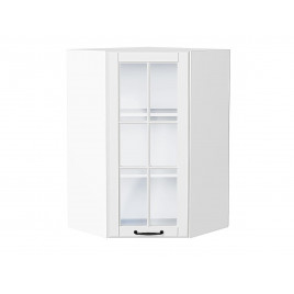 Шкаф верхний угловой остекленный Дублин Special White/Белый 920*600*600