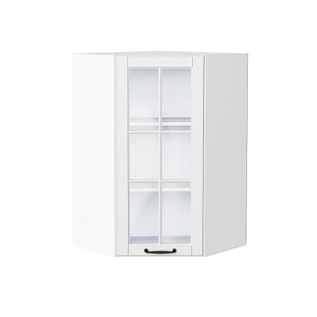 Шкаф верхний угловой остекленный Дублин Special White/Белый 920*600*600