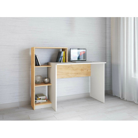 Стол компьютерный Квартет-2 (1020х1250х500) цвет Белый/дуб крафт золотой Тэкс