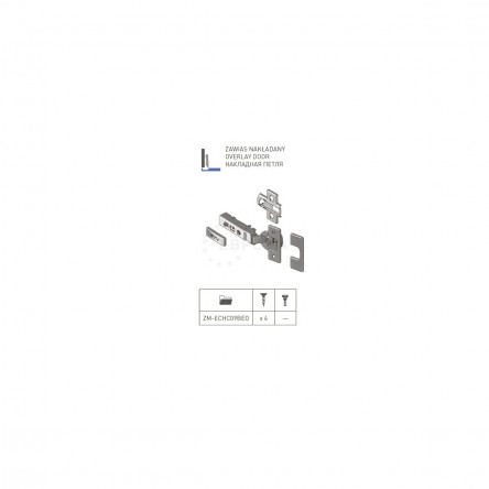 Петля накладная с ДОВОДЧИКОМ 110 с заглушками ZM-ECHC09BEO