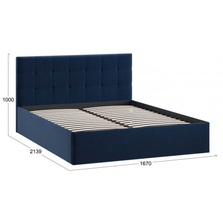 Кровать без ПМ Джоли Тип 1 (без подъемного механизма) Микровелюр Wellmart Blue