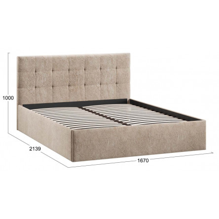Кровать без ПМ Джоли Тип 1 (без подъемного механизма) Микровелюр Wellmart Dark Beige