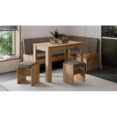 Кухонный уголок Пекин Дуб Крафт золотой, Микровелюр Duna Stone