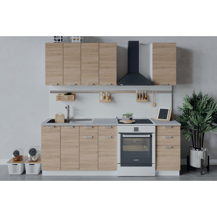 Кухонный гарнитур Гранита 1,6 м 160х213.2х47.8 см Белый/Дуб Сонома