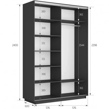 Шкаф-купе Дым 120х60х240 Серый диамант