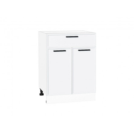 Шкаф нижний с 2-мя дверцами и ящиком Фрейм White Silk / Белый 816х600х484