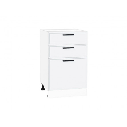 Шкаф нижний с 3-мя ящиками Фрейм White Silk / Белый 816х500х484